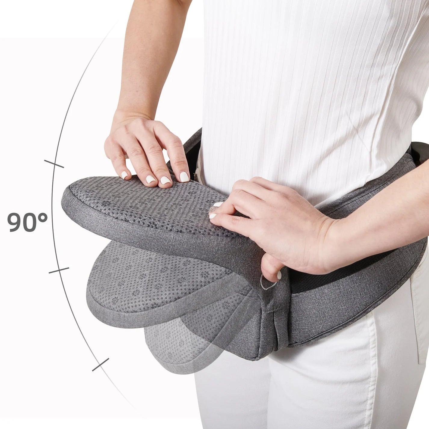 Porte-bébé Hipseat ergonomique, un accessoire de voyage essentiel pour les parents à la recherche de confort et de praticité, qui se plie afin d'etre angé, ideal pour le gain de place